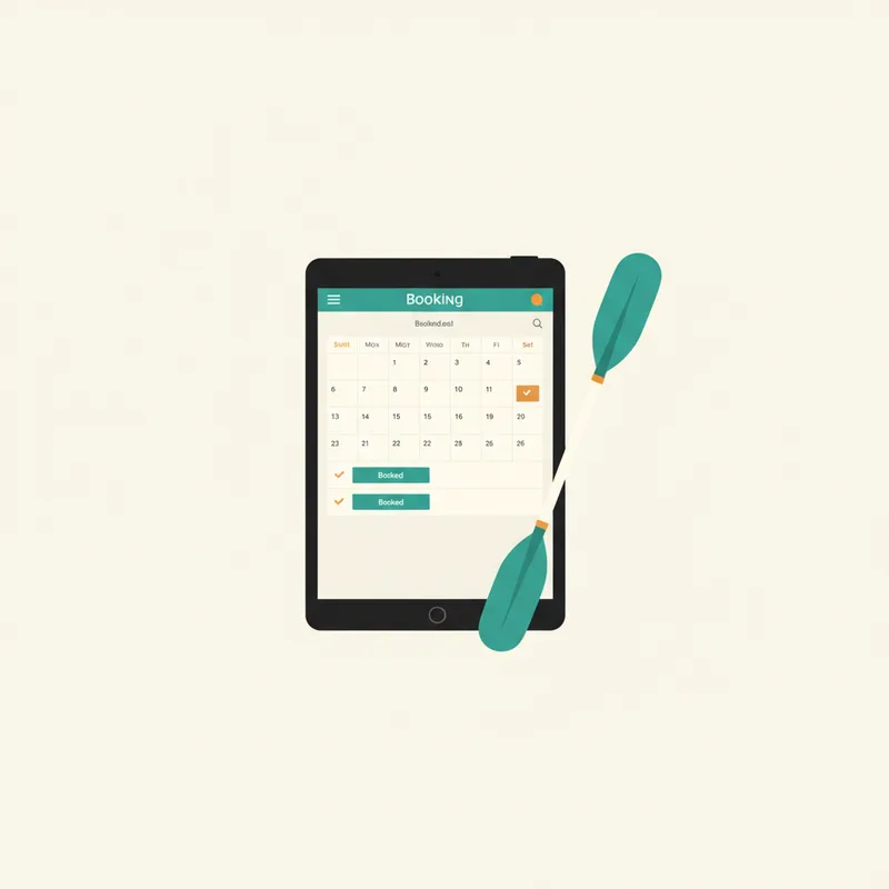 Illustration réservations et calendrier kayak