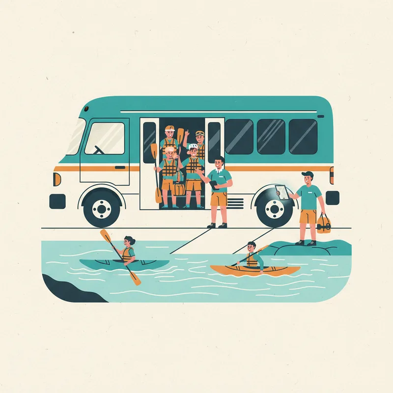 Illustration navette et embarcadère en rivière